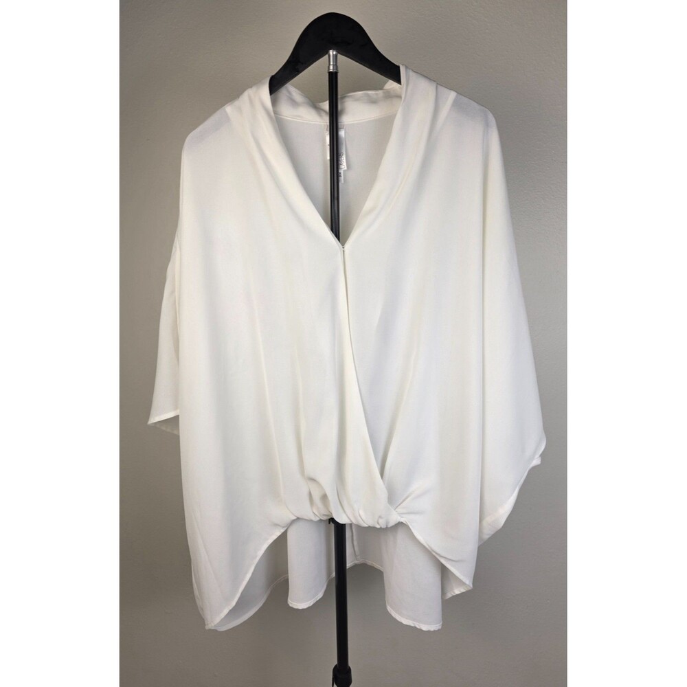 MARLA WYNNE WynneLayers White Sheer Oversize Wrap Chiffon Blouse Plus Size 1X